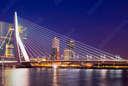 Erasmus Bridge at Night  Rotterdam  The Netherlands