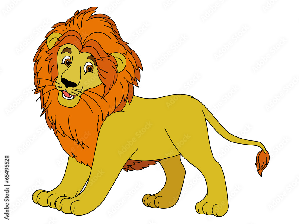 Fototapeta premium Cartoon animal - lion - flat coloring style
