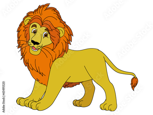 Fototapeta Naklejka Na Ścianę i Meble -  Cartoon animal - lion - flat coloring style