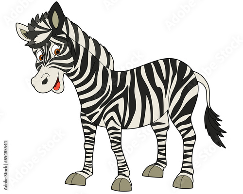 Fototapeta Naklejka Na Ścianę i Meble -  Cartoon animal - zebra - flat coloring style