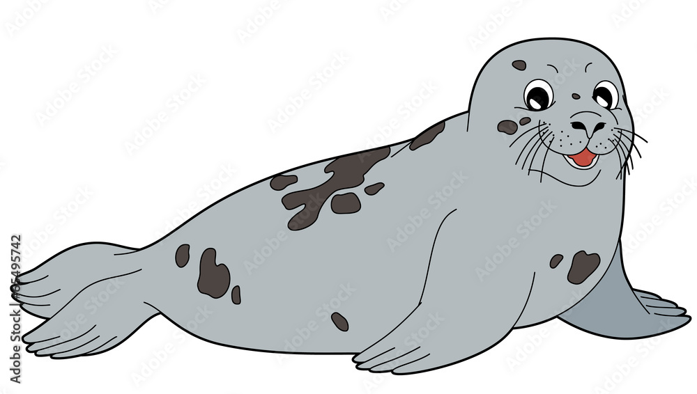 Cartoon animal - seal - flat coloring style Cartoon animal - seal - flat coloring style