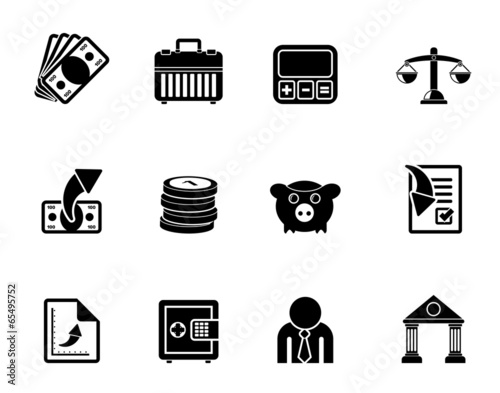 Silhouette Bank, business and finance icons