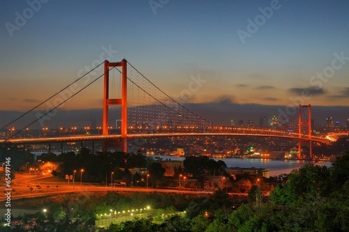 An Evening of istanbul with boshorus bridge