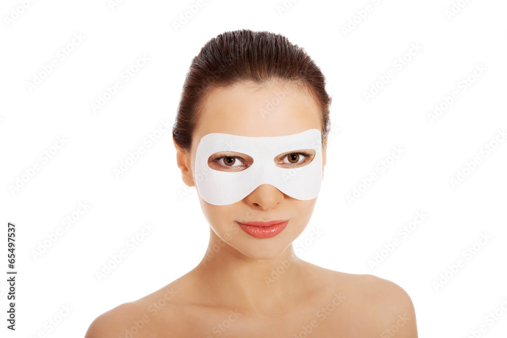 Beautiful woman with collagen mask. Beautiful woman with collagen mask.