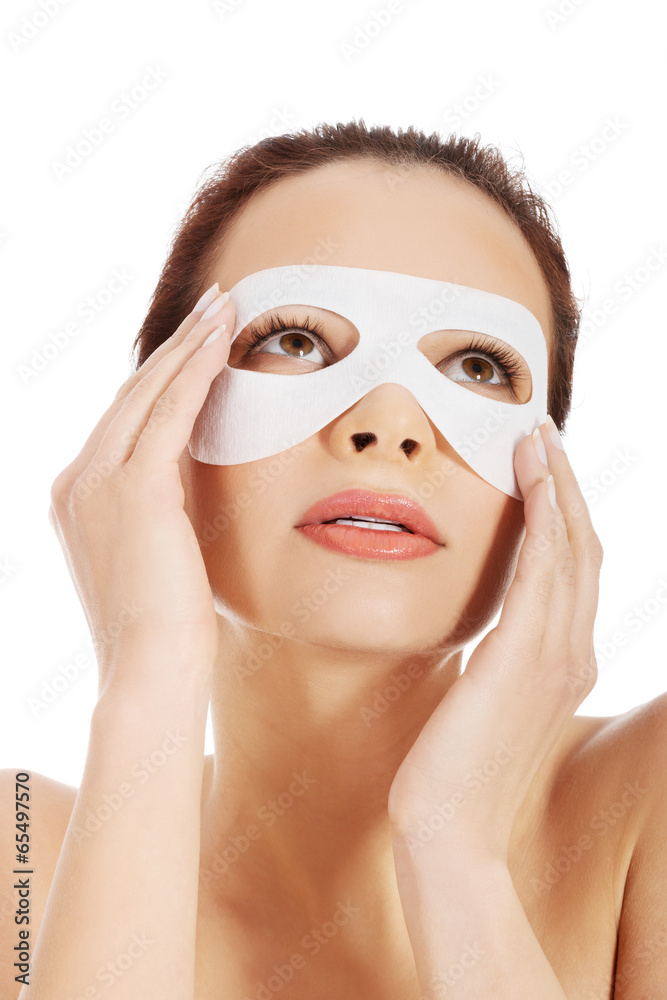 Beautiful woman with collagen mask. Beautiful woman with collagen mask.