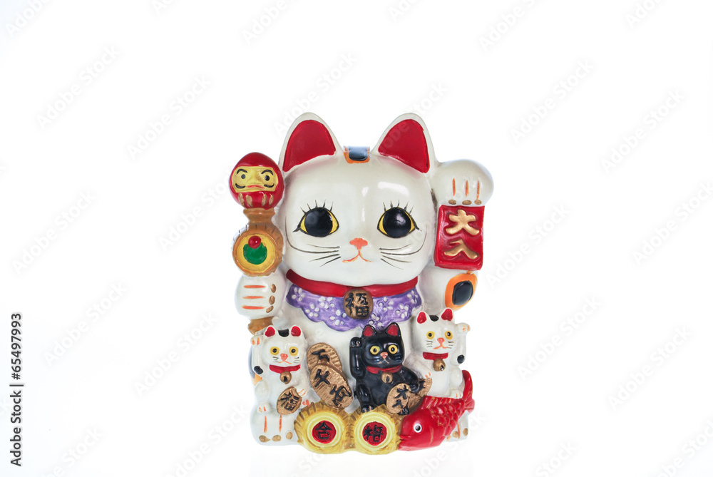 Japan lucky cat isolated on white Japan lucky cat isolated on white