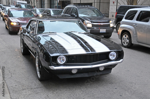 American muscle car on a street in Chicago