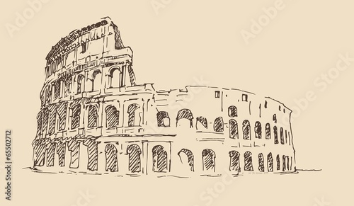 Colosseum in Rome, Italy vintage engraved illustration