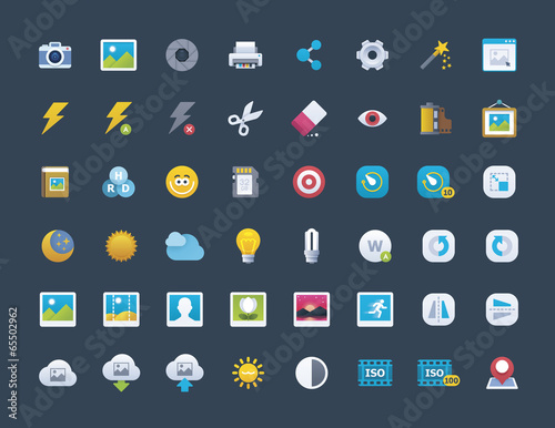 Flat photo icon set