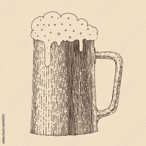 pint of beer in vintage engraving style