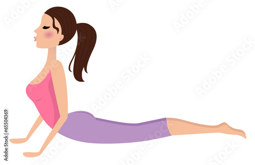 Young girl doing yoga exercise isolated on white