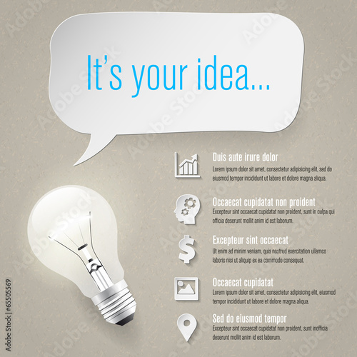 Idea concept - info graphics - paper icons - place for text