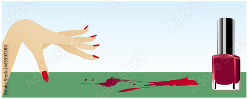 vector background with a woman's hand and nail Polish