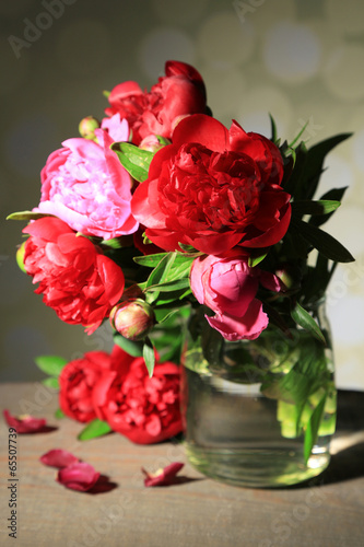 Wallpaper Mural Beautiful pink peonies in vase on light background Torontodigital.ca