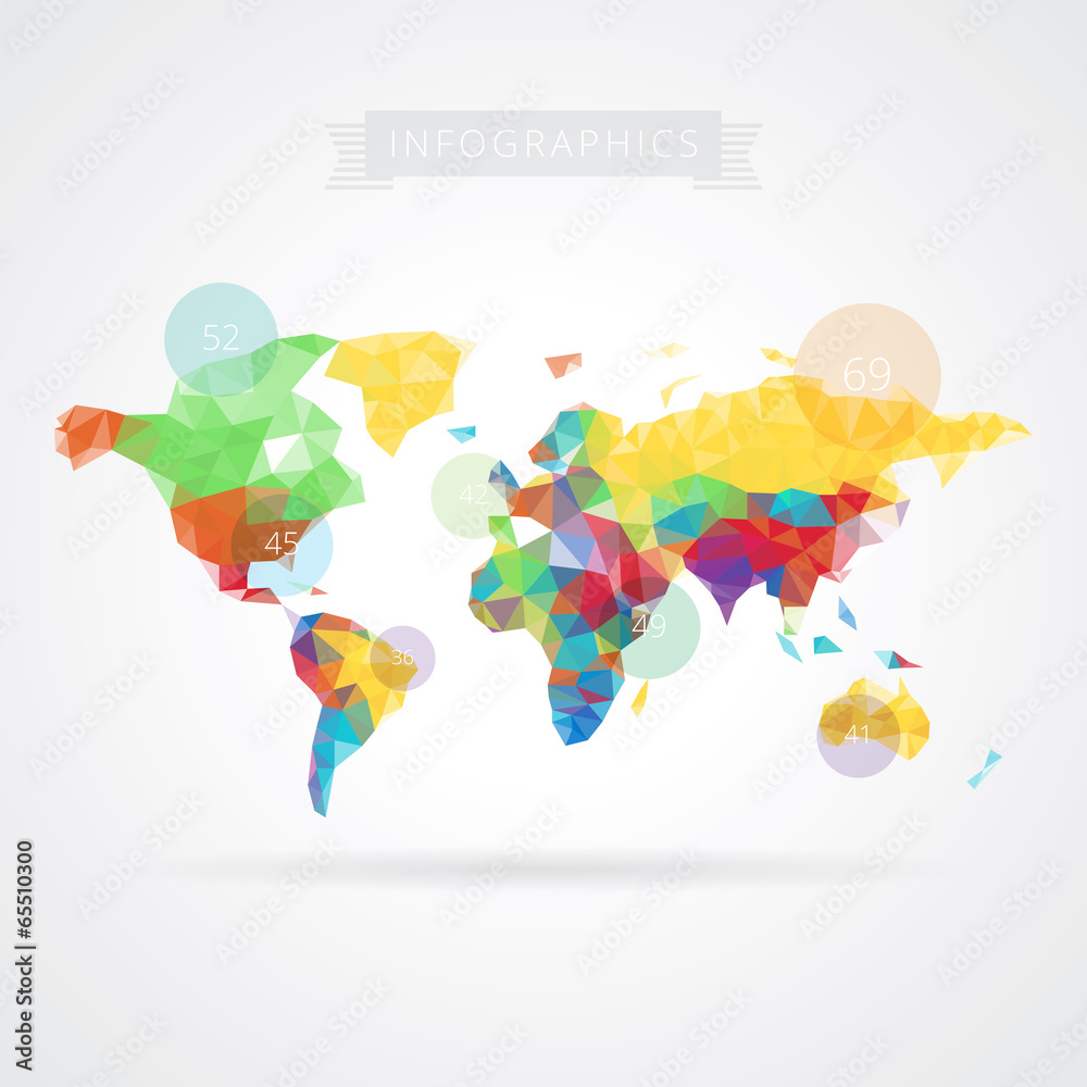 Naklejka premium World map with infographics elements