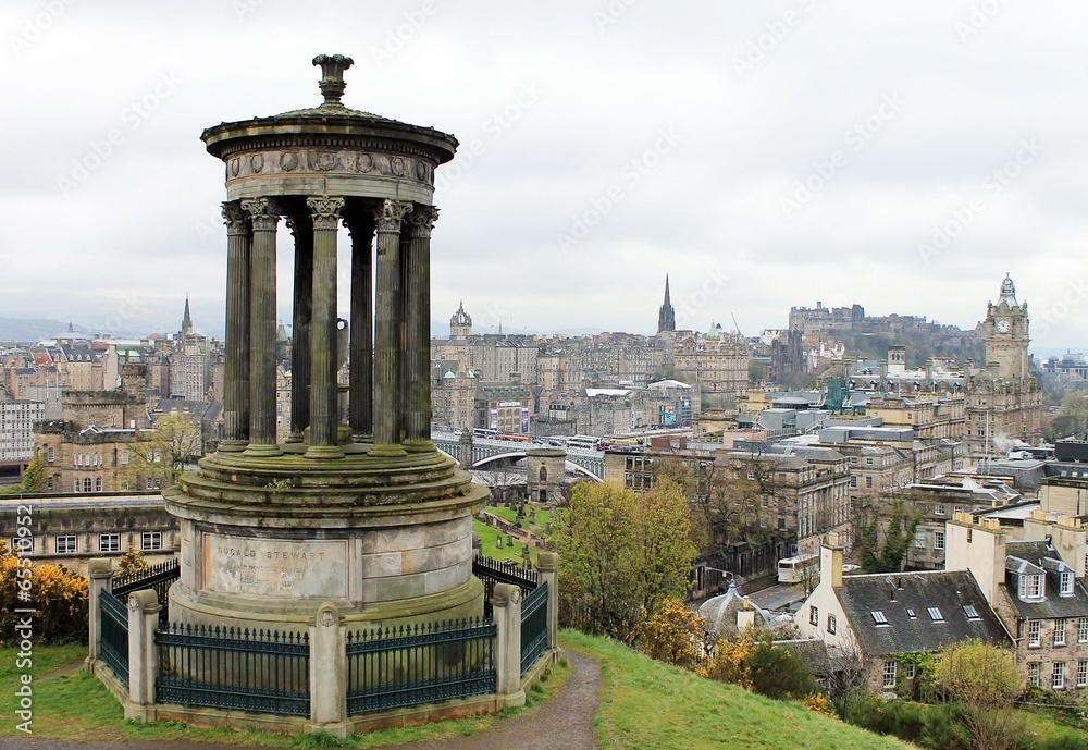 Calton Hill Dugald Stewart Monument, Edinburgh, Scotland, UK