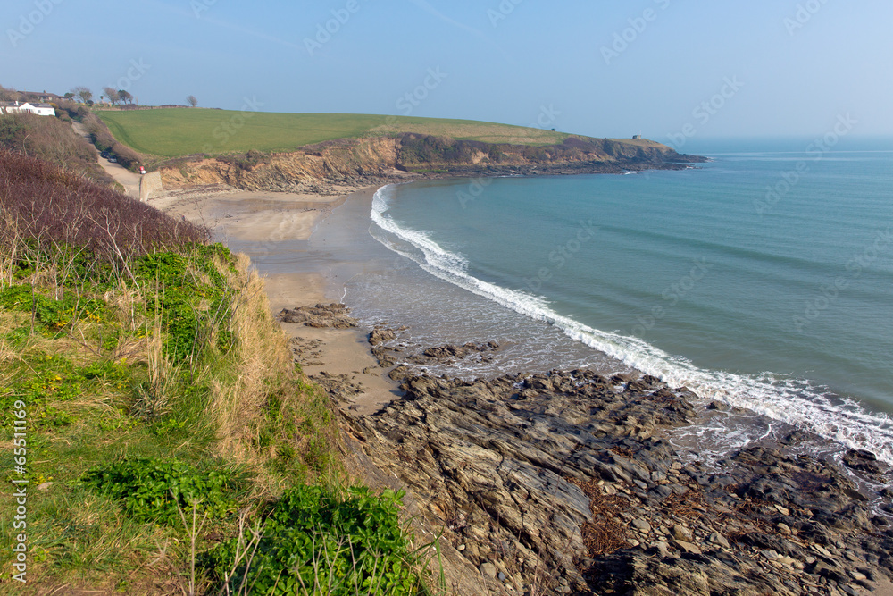 Porthcurnick coast Cornwall England on Roseland peninsula Porthcurnick coast Cornwall England on Roseland peninsula