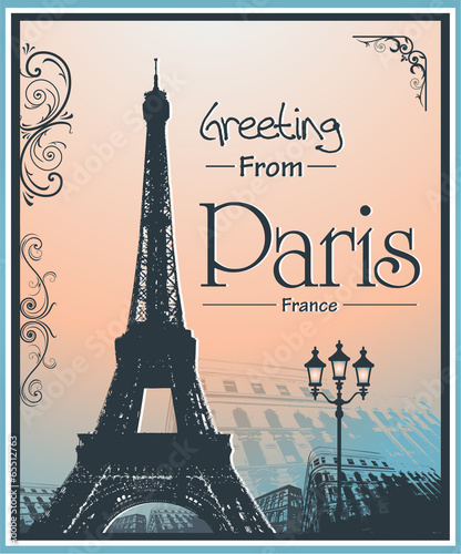 Copyspace Retro Style Poster With Paris Background