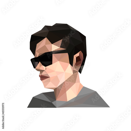 Illustration of geometric polygonal men with sunglasses