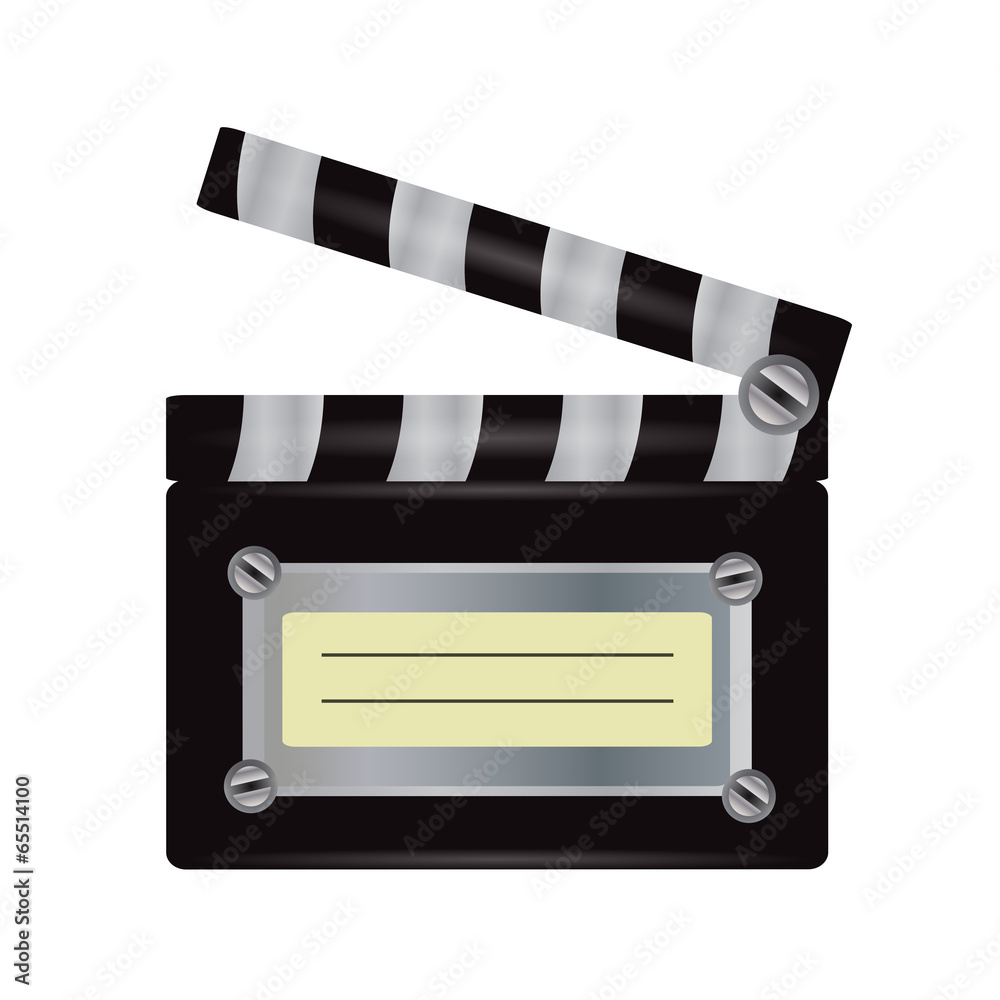 Illustration of realistic movie clapper isolated on white backgr - obrazy, fototapety, plakaty 