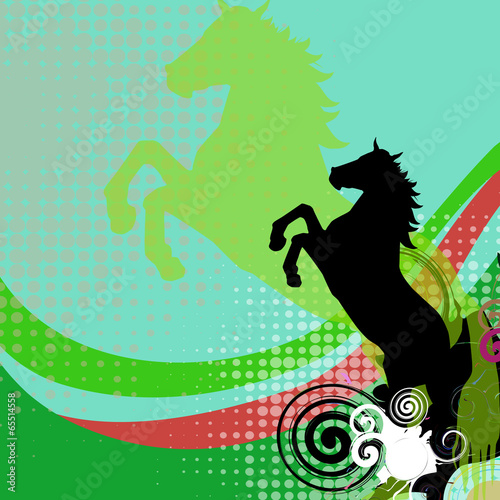 Illustration of horse with abstract background