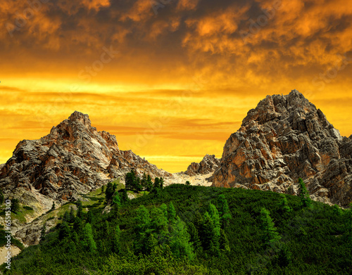 Fanes Park in the sunset, Dolomites - Italy