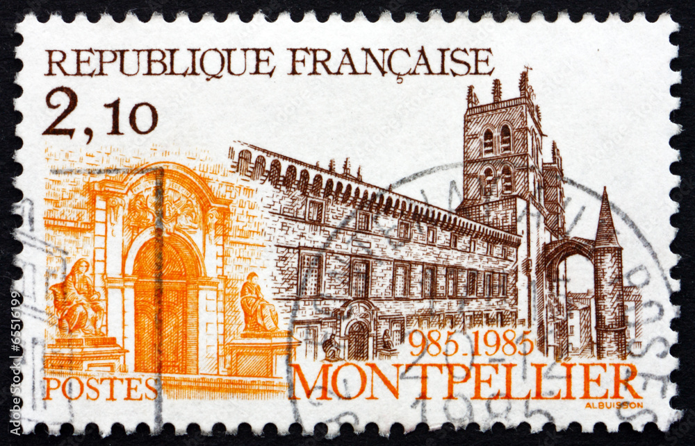Postage stamp France 1985 Cathedral at Montpellier