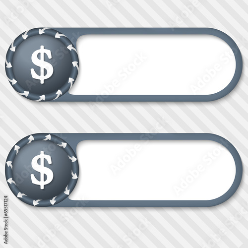 set of two vector buttons with arrows and dollar sign