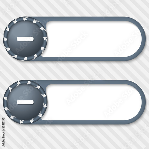 set of two vector buttons with arrows and minus sign
