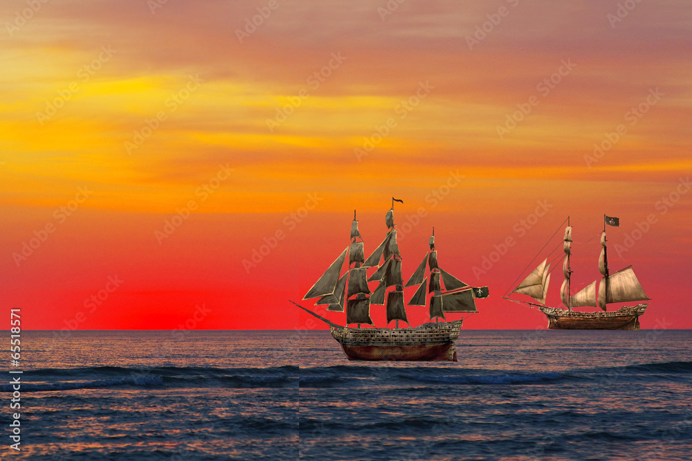 sunset and ship
