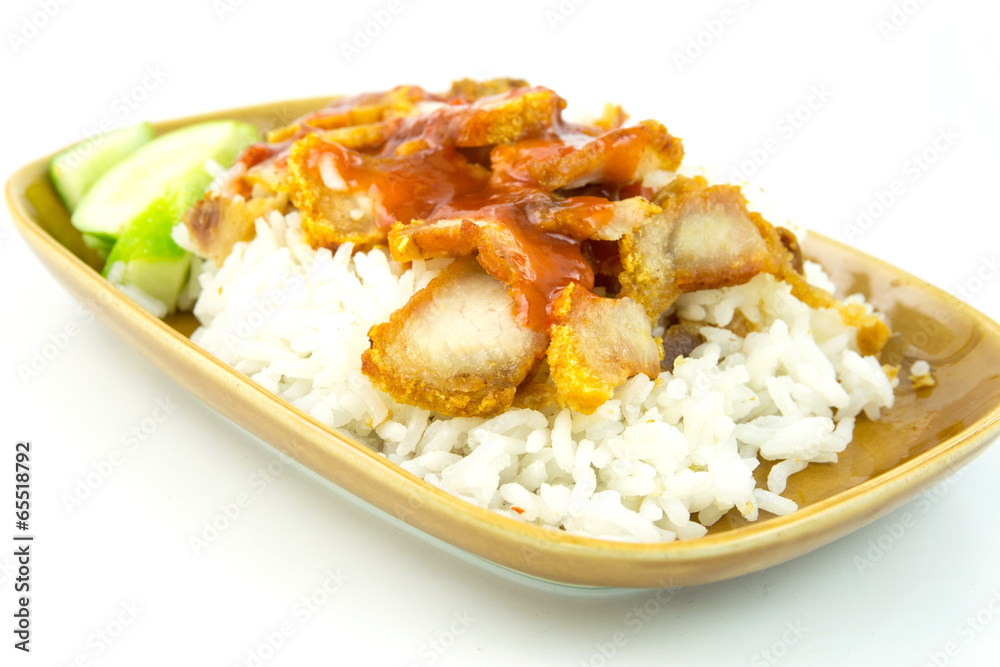 Crispy roasted belly pork chinese style and rice Crispy roasted belly pork chinese style and rice