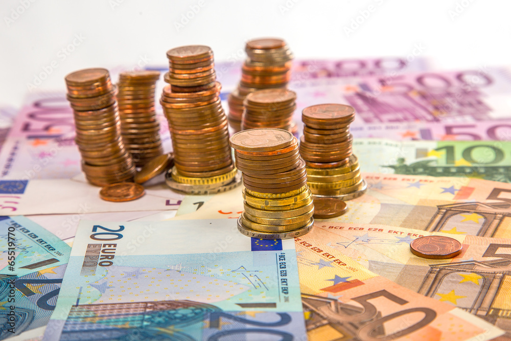 Money euro coins and banknotes