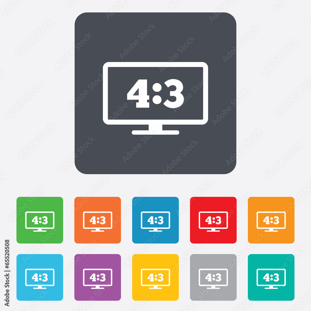 Aspect ratio 4:3 widescreen tv. Monitor symbol. Aspect ratio 4:3 widescreen tv. Monitor symbol.