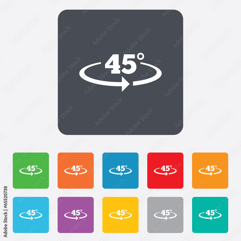 Angle 45 degrees sign icon. Geometry math symbol Angle 45 degrees sign icon. Geometry math symbol