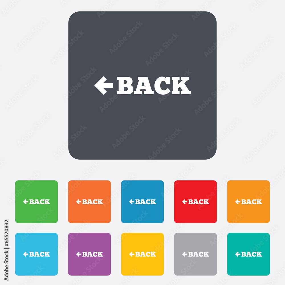 Arrow sign icon. Back button. Navigation symbol Arrow sign icon. Back button. Navigation symbol