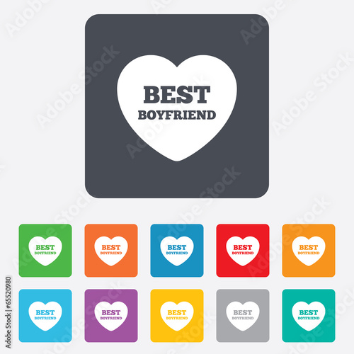 Best boyfriend sign icon. Heart love symbol.