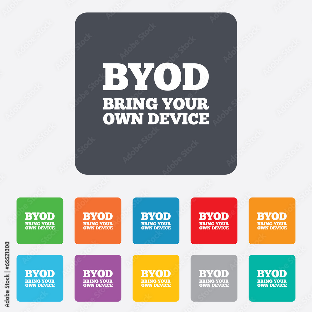 BYOD sign icon. Bring your own device symbol. BYOD sign icon. Bring your own device symbol.