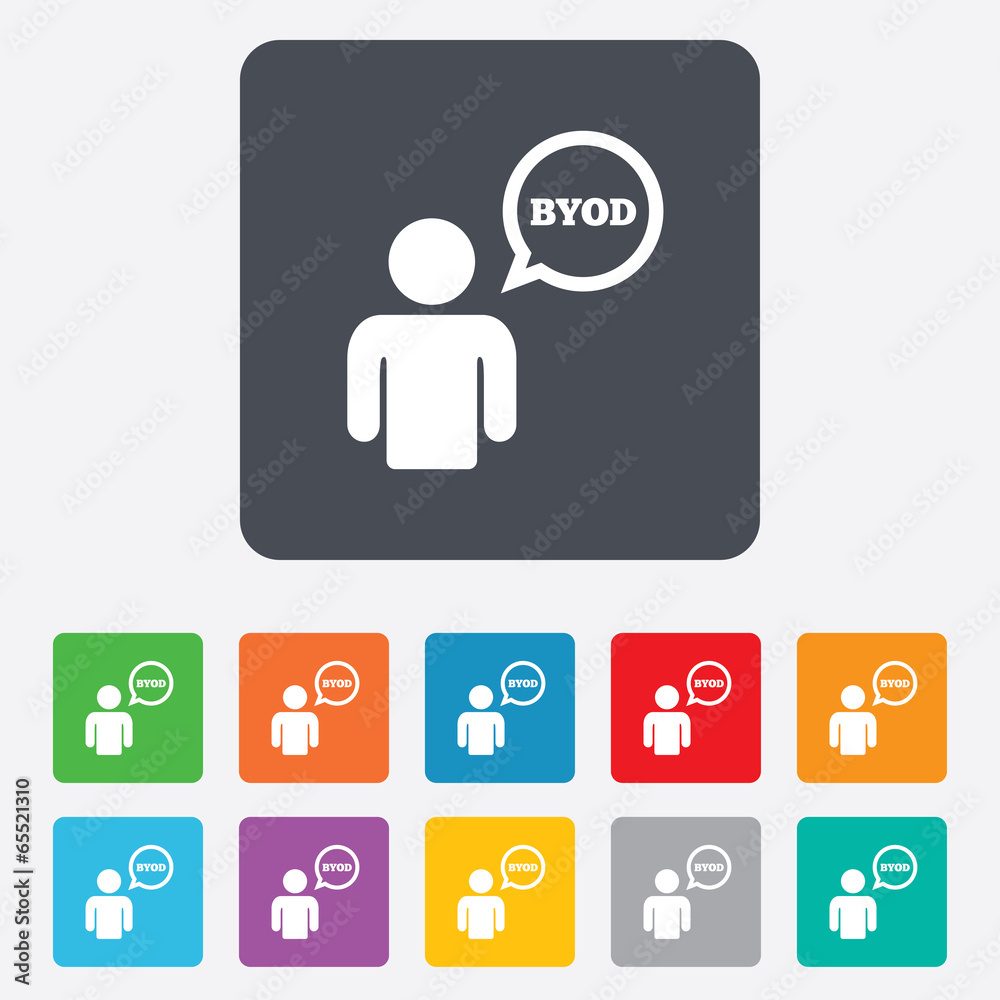 BYOD sign icon. Bring your own device symbol. BYOD sign icon. Bring your own device symbol.