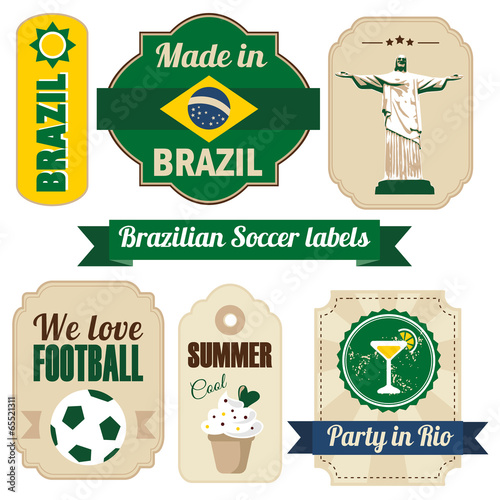 Retro set of various Brazilian labels and tags, vector