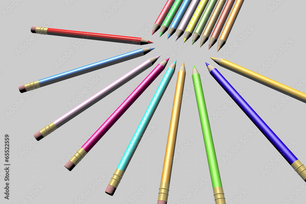 Fototapeta premium Collection of pens on grey background