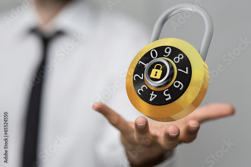 safe lock hand