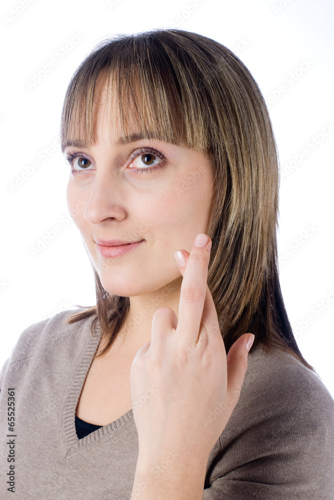 woman hand crossing fingers