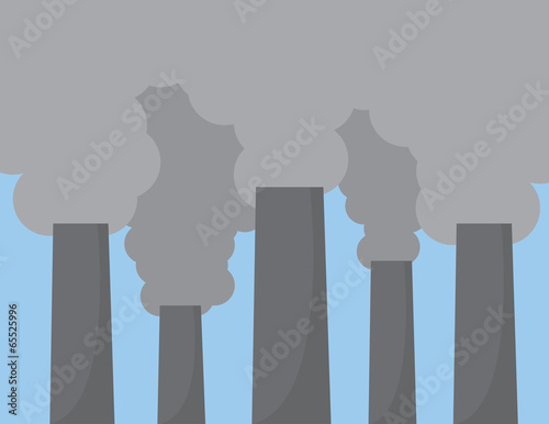 Large smokestacks polluting the sky