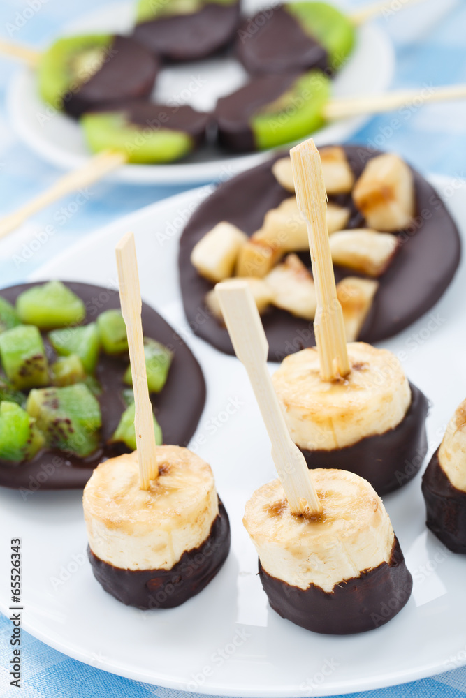 Banana with chocolate on a stick Banana with chocolate on a stick