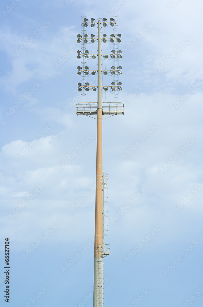 Obraz premium High electric floodlight pole in stadium