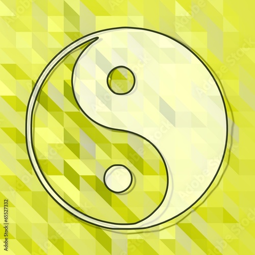 ying yang sign on green low poly background photo