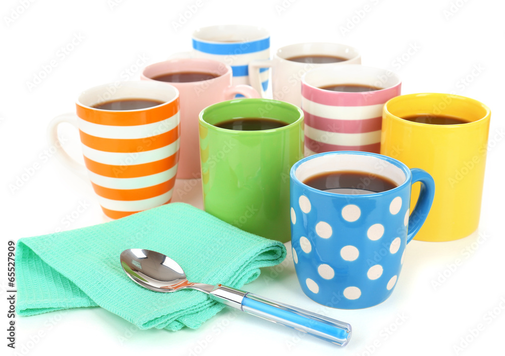 Many cups of coffee isolated on white Many cups of coffee isolated on white