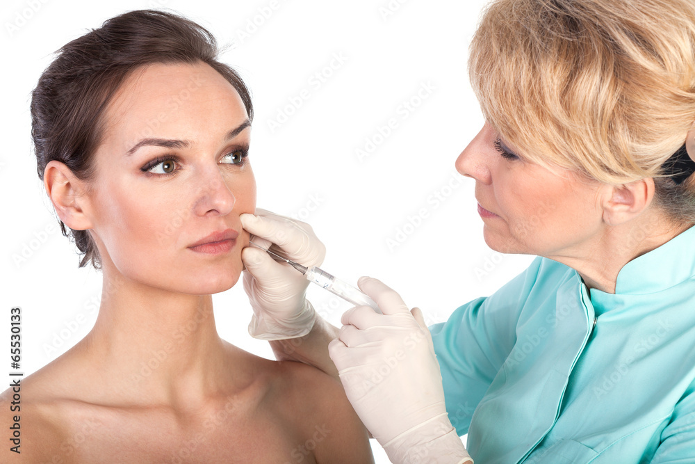 Cosmetic botox injection in the female face Cosmetic botox injection in the female face