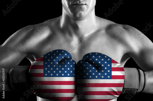 B&W fighter with USA color gloves