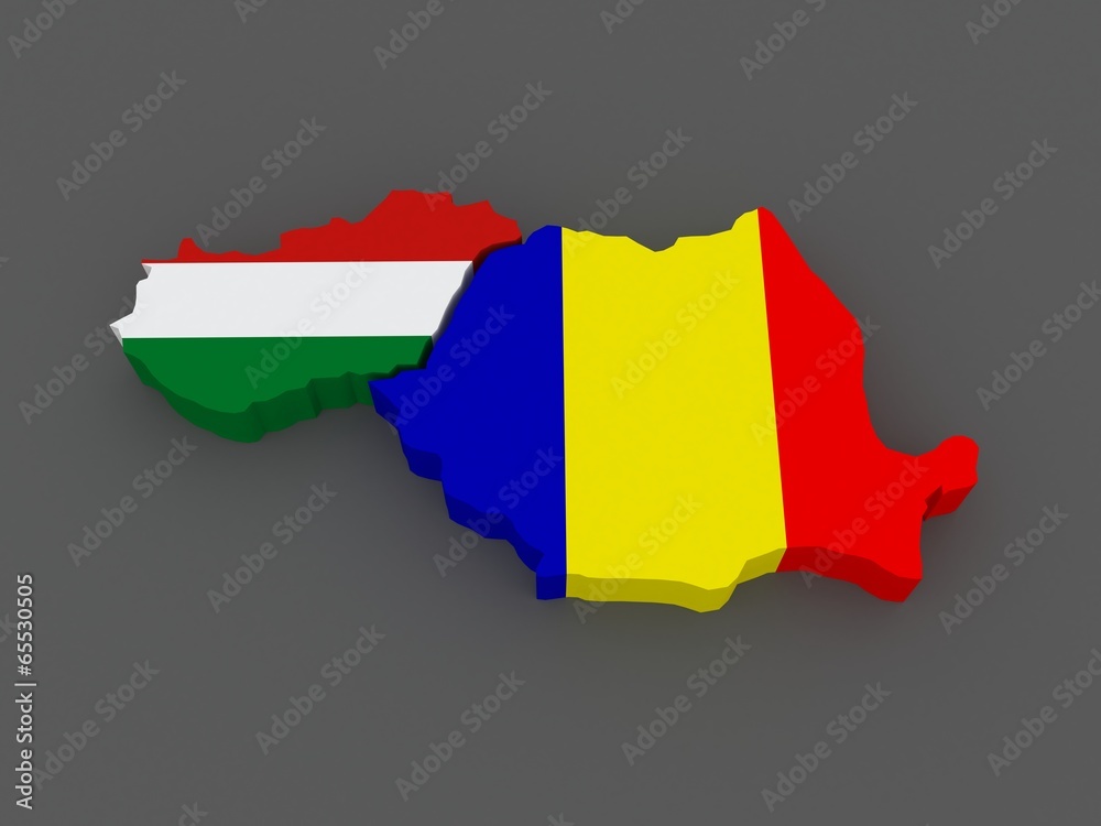 Obraz premium Hungary and Romania. map.
